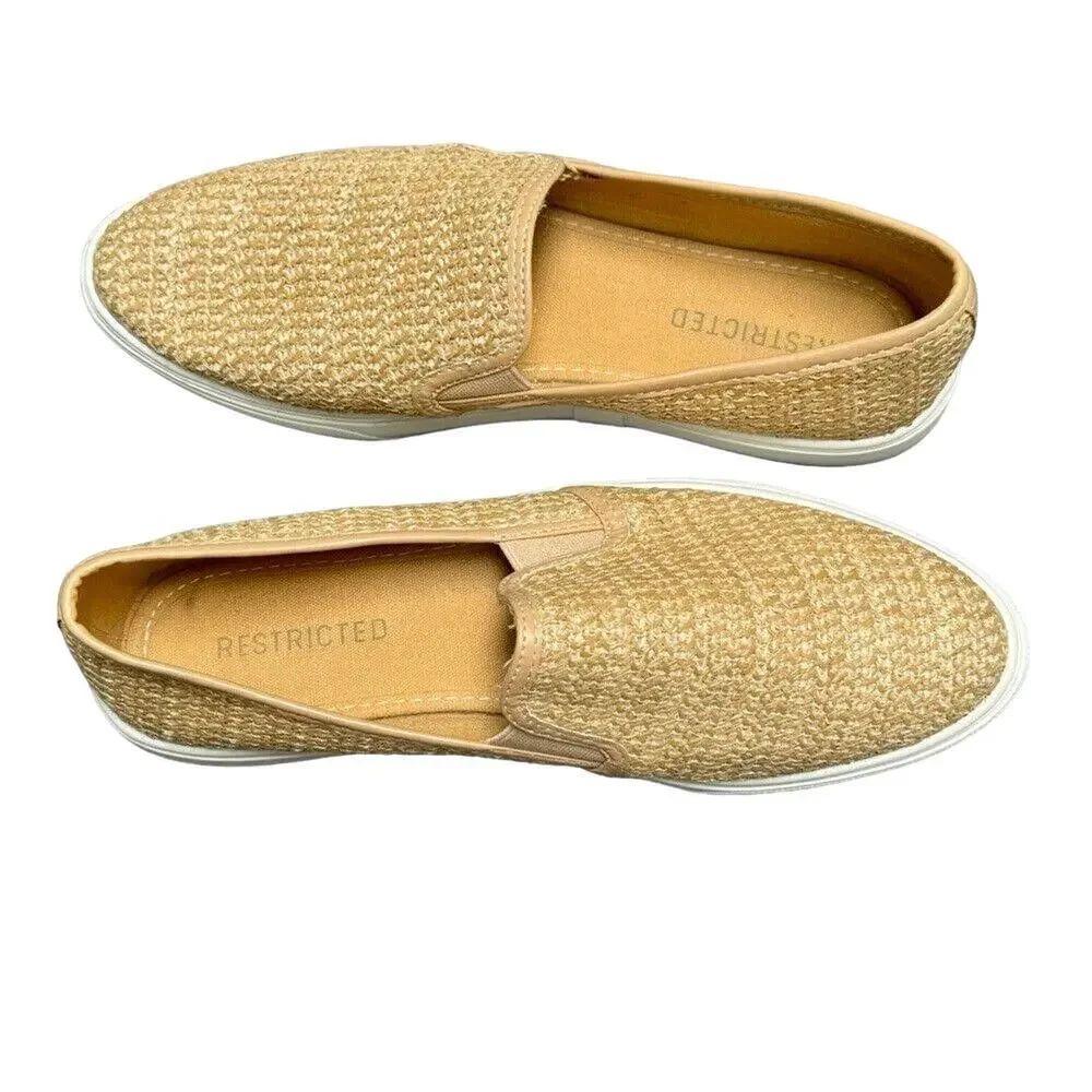 Restricted Valley Girl Sneakers Tan Woven Summer Vacation Women's Size 8.5‎ EUC